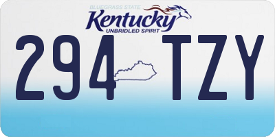 KY license plate 294TZY