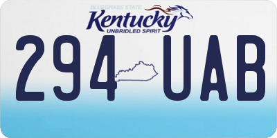 KY license plate 294UAB