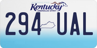 KY license plate 294UAL