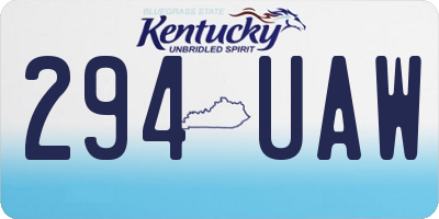 KY license plate 294UAW