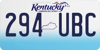 KY license plate 294UBC