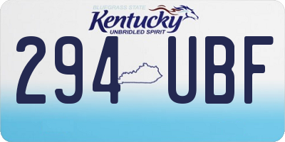 KY license plate 294UBF