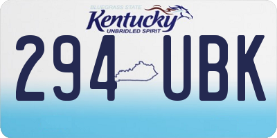 KY license plate 294UBK