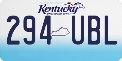 KY license plate 294UBL