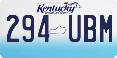 KY license plate 294UBM