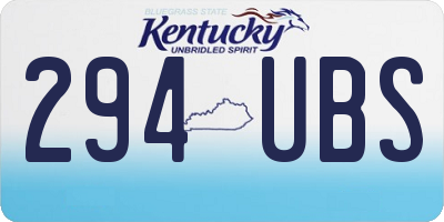 KY license plate 294UBS