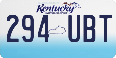 KY license plate 294UBT
