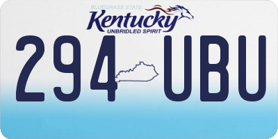 KY license plate 294UBU