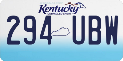 KY license plate 294UBW