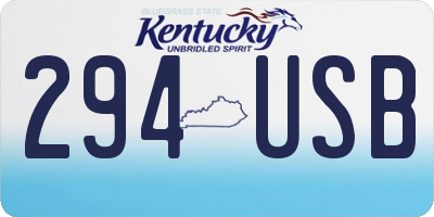 KY license plate 294USB