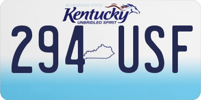 KY license plate 294USF