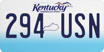 KY license plate 294USN