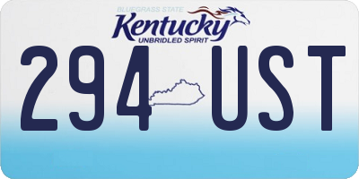 KY license plate 294UST