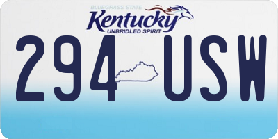 KY license plate 294USW