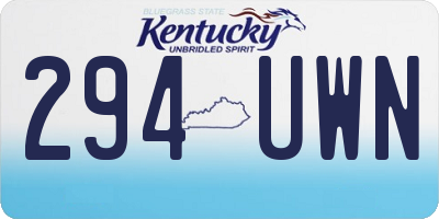 KY license plate 294UWN