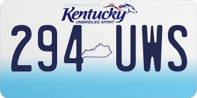 KY license plate 294UWS