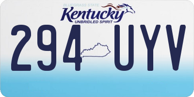 KY license plate 294UYV