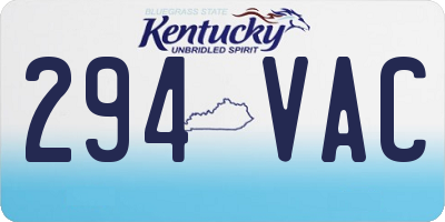 KY license plate 294VAC