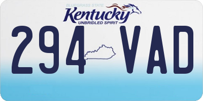 KY license plate 294VAD