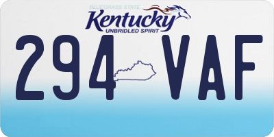 KY license plate 294VAF