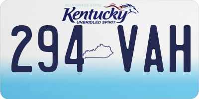 KY license plate 294VAH