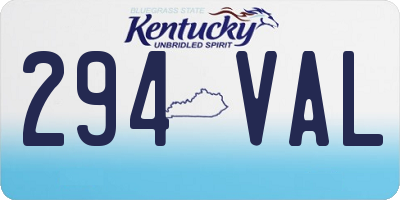 KY license plate 294VAL