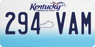 KY license plate 294VAM