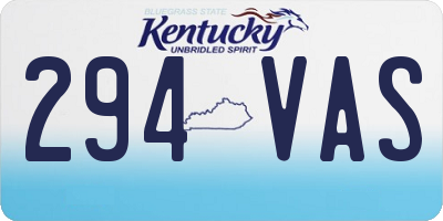 KY license plate 294VAS
