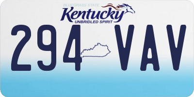 KY license plate 294VAV