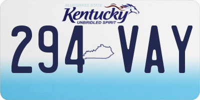KY license plate 294VAY