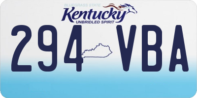 KY license plate 294VBA