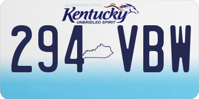 KY license plate 294VBW