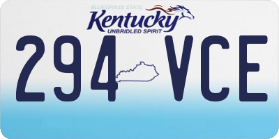 KY license plate 294VCE
