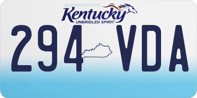 KY license plate 294VDA
