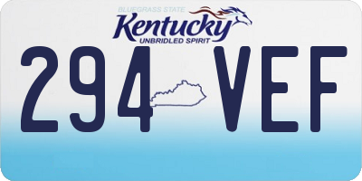 KY license plate 294VEF
