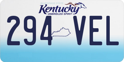 KY license plate 294VEL