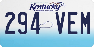 KY license plate 294VEM