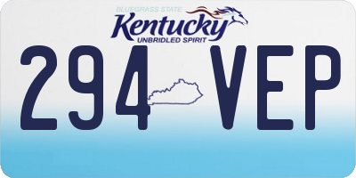 KY license plate 294VEP