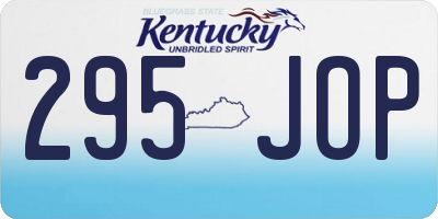 KY license plate 295JOP