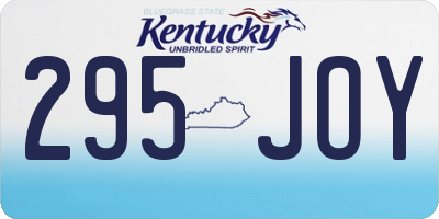 KY license plate 295JOY