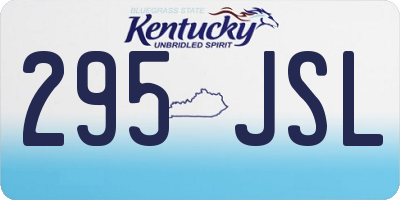 KY license plate 295JSL