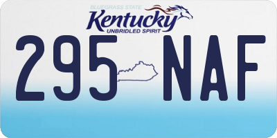 KY license plate 295NAF