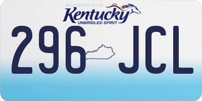 KY license plate 296JCL