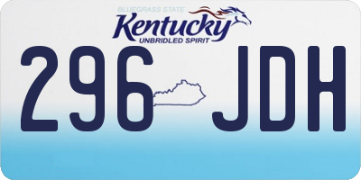 KY license plate 296JDH
