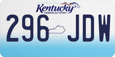 KY license plate 296JDW