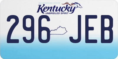 KY license plate 296JEB