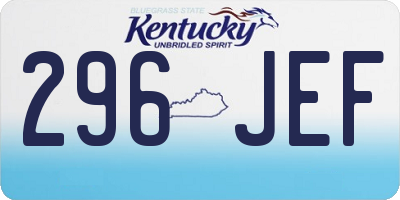 KY license plate 296JEF