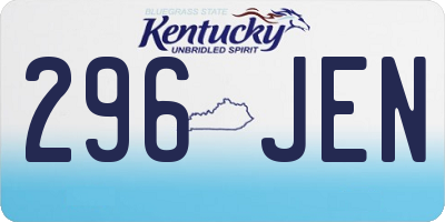 KY license plate 296JEN