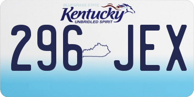 KY license plate 296JEX