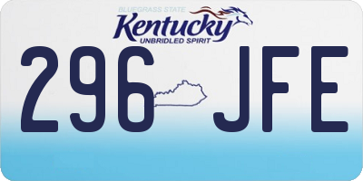 KY license plate 296JFE